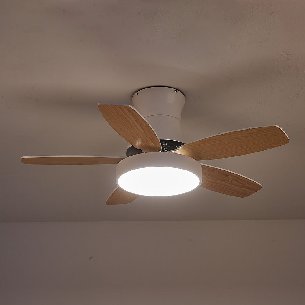 Nerik | Ventilatore da Soffitto Scandinavo con Pale in Legno, LED Tri-Colore e Telecomando per Soggiorno e Camera da Letto