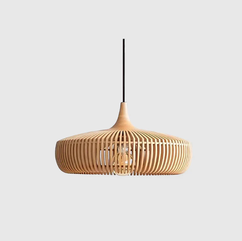 Lampada a sospensione in legno Japandi