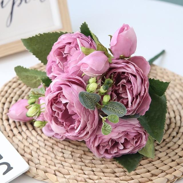 Composizione floreale elegante di peonie per decorazioni per la casa – Tessuto non tessuto di alta qualità