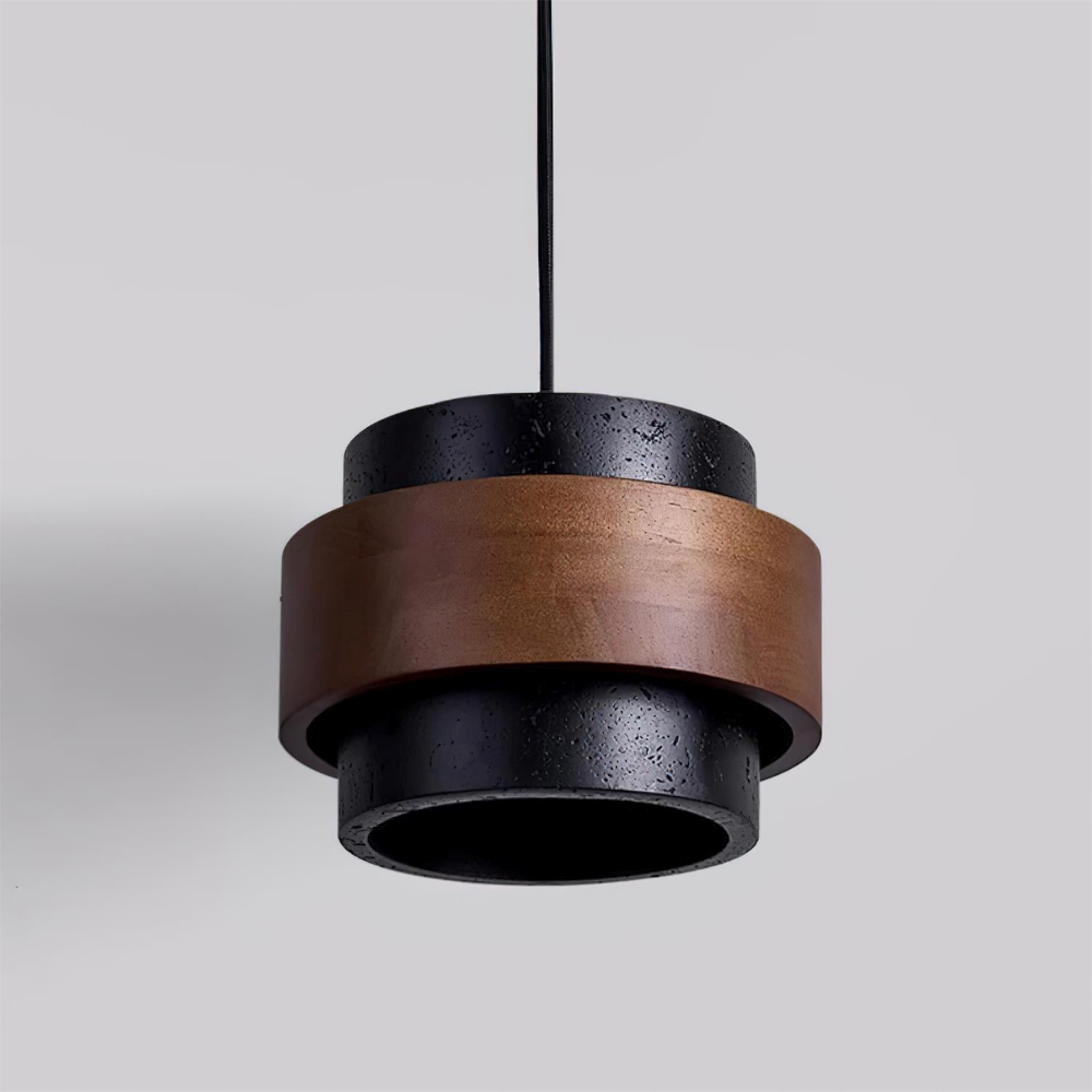 TerraLume – Lampadario Japandi in Travertino e Noce