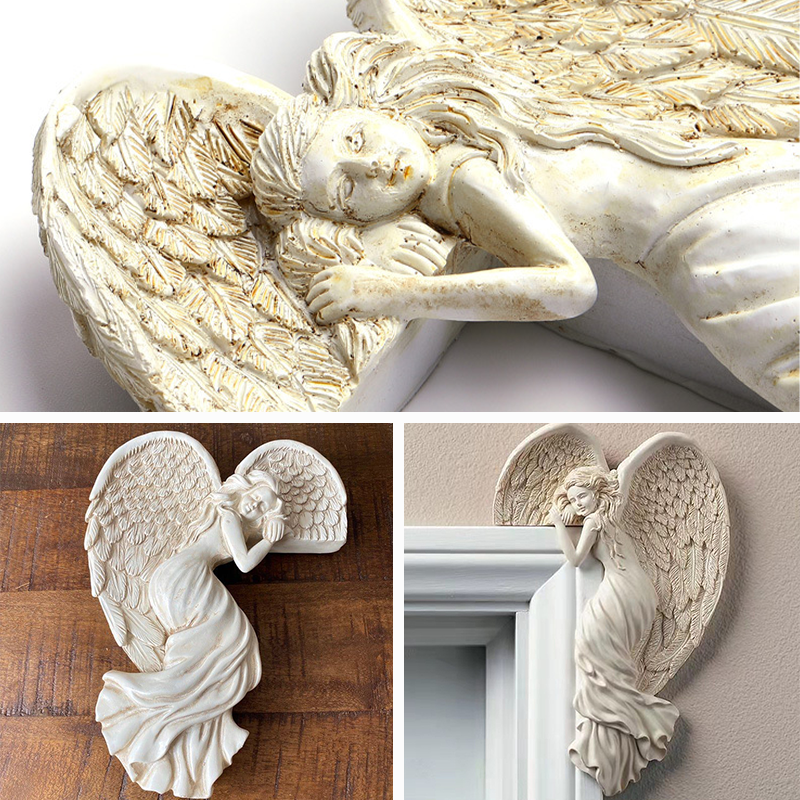 Decorazione per telai di porte con ali d'angelo in resina