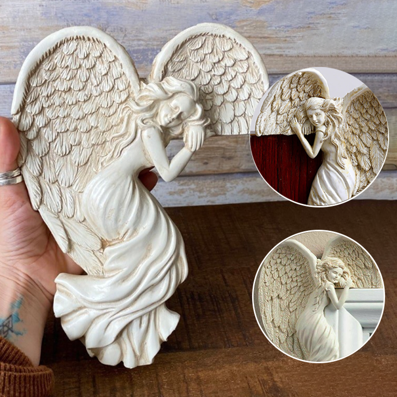 Decorazione per telai di porte con ali d'angelo in resina