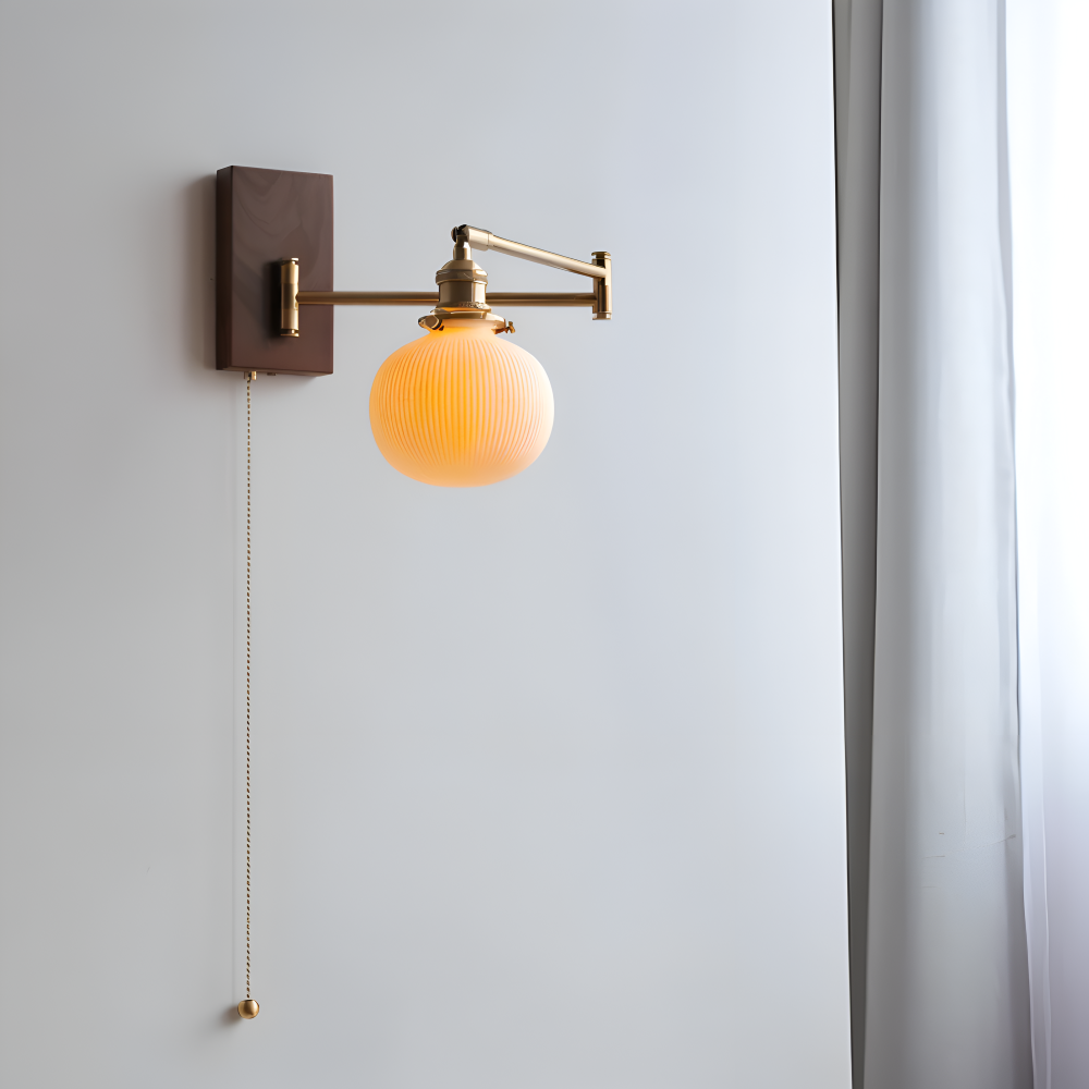 GlowLinn – Applique Ceramica Regolabile con Cerniera e Dettagli in Legno