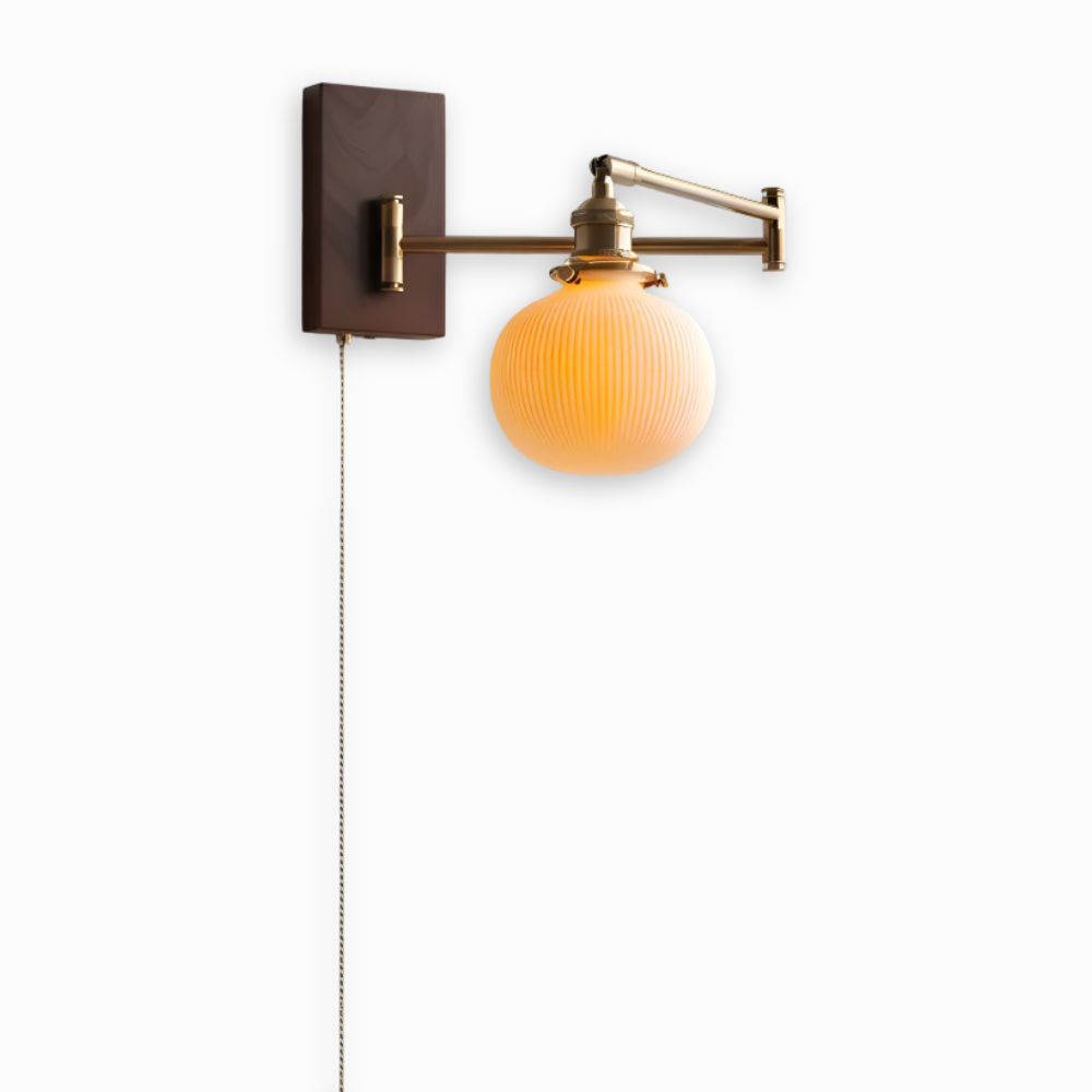 GlowLinn – Applique Ceramica Regolabile con Cerniera e Dettagli in Legno