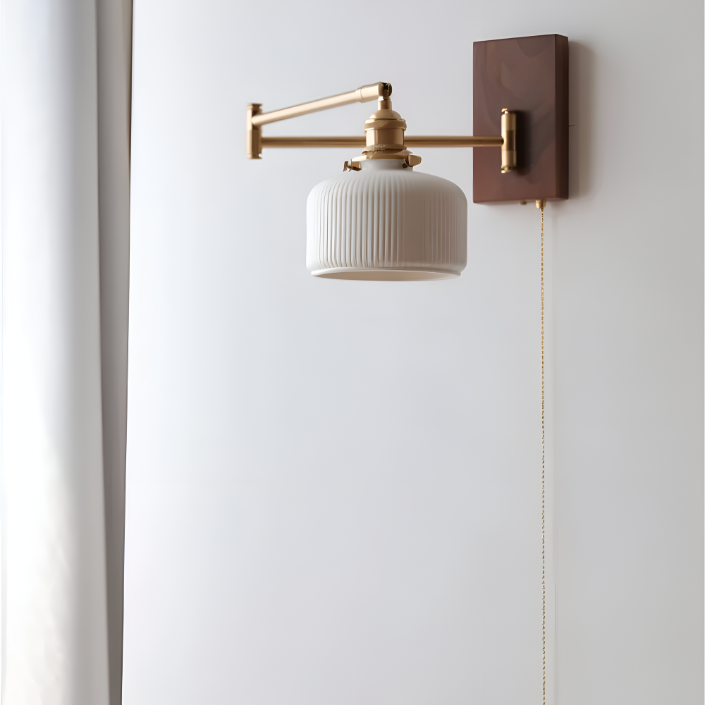 GlowLinn – Applique Ceramica Regolabile con Cerniera e Dettagli in Legno