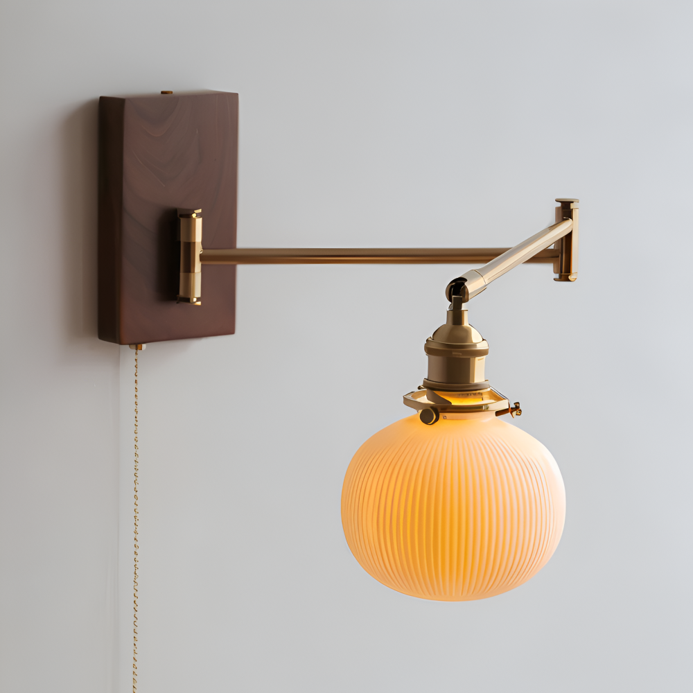 GlowLinn – Applique Ceramica Regolabile con Cerniera e Dettagli in Legno