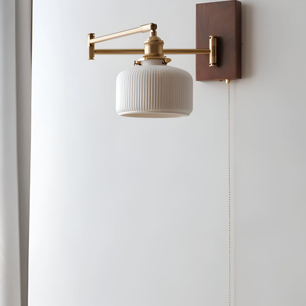 GlowLinn – Applique Ceramica Regolabile con Cerniera e Dettagli in Legno