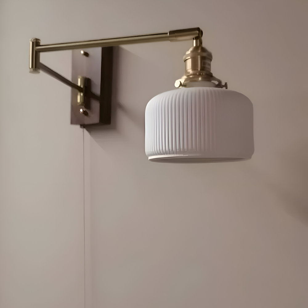 GlowLinn – Applique Ceramica Regolabile con Cerniera e Dettagli in Legno