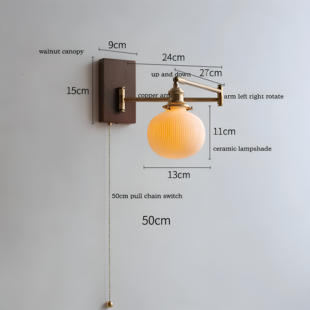 GlowLinn – Applique Ceramica Regolabile con Cerniera e Dettagli in Legno