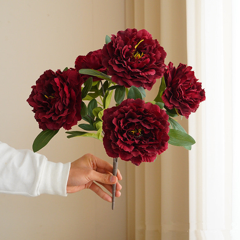 Fiori di Peonia Grande 5 Teste Artificiali