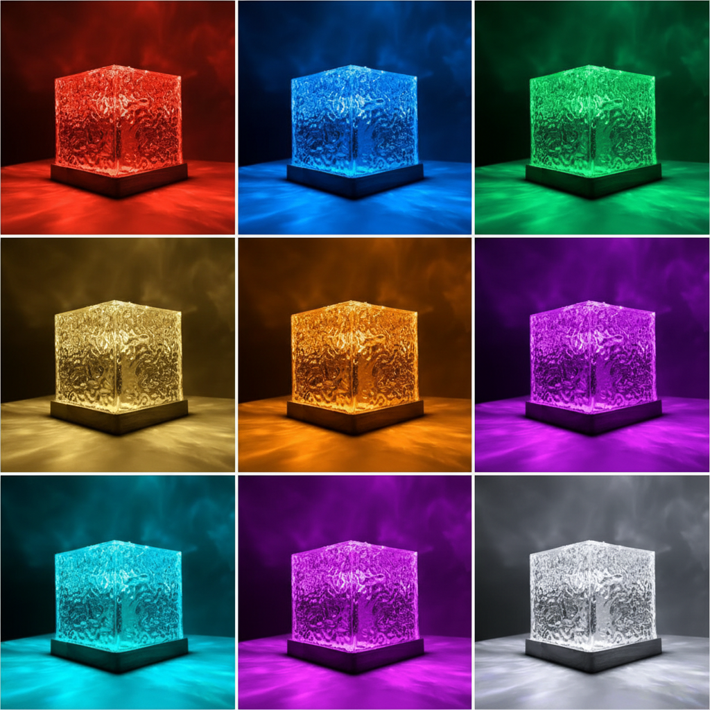 AuroraGlow Lampada Proiettore | Spettro RGB a 16 Colori | Simulazione Dinamica delle Onde | Telecomando & Funzionamento USB | Dimmabile in 6 Livelli
