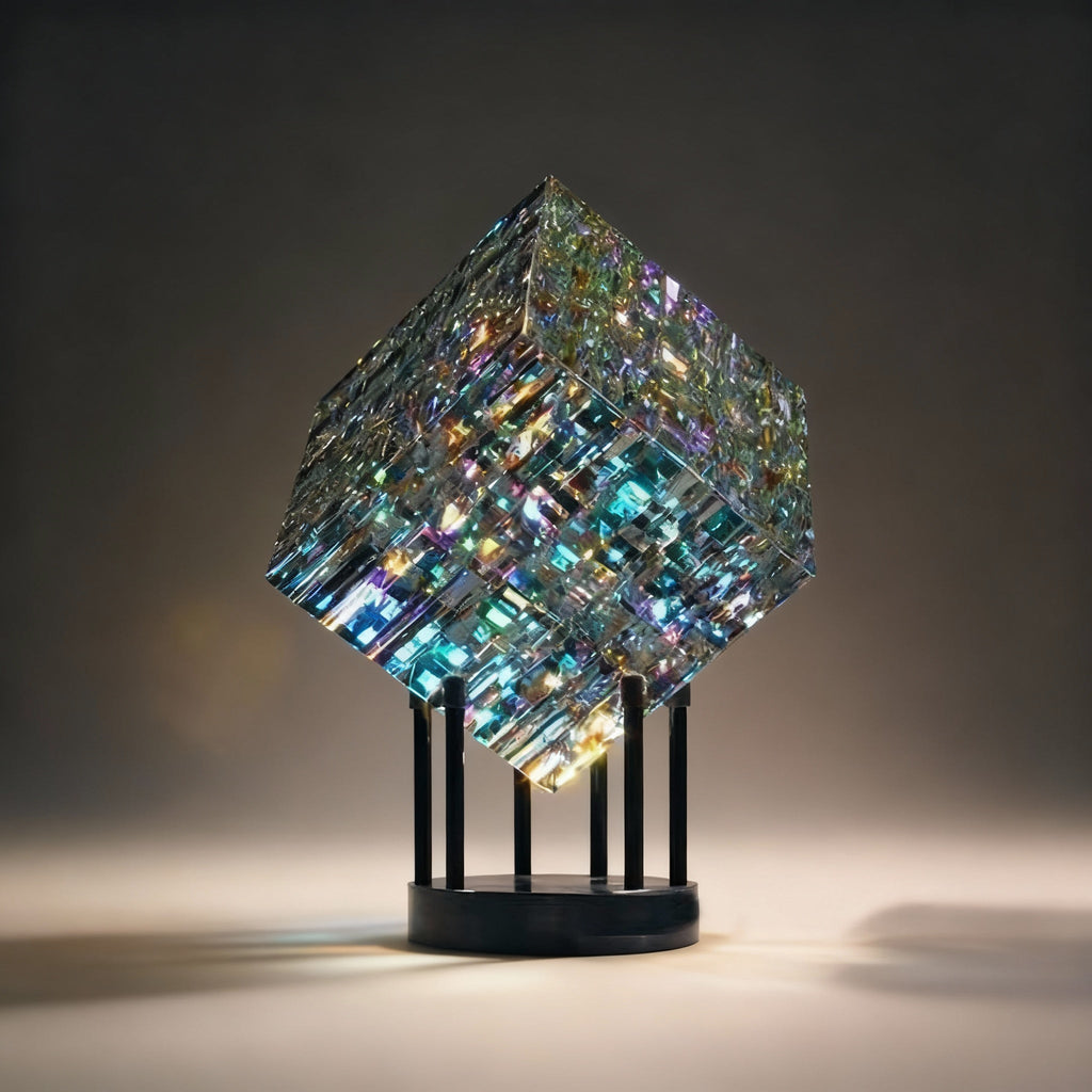 Cubo Cromatico Arte della Rifrazione Arcobaleno | Decorazione Moderna per Scrivania e Centro Tavola