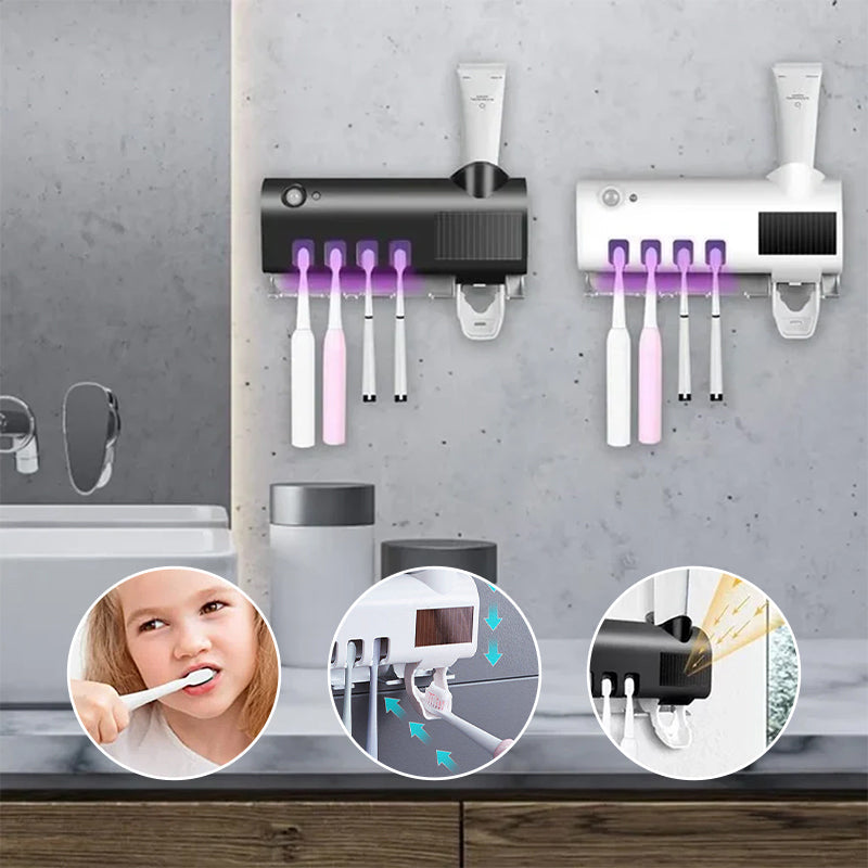Smart Sterilizzatore UV per Spazzolini da Denti, Distributore di Dentifricio da Parete