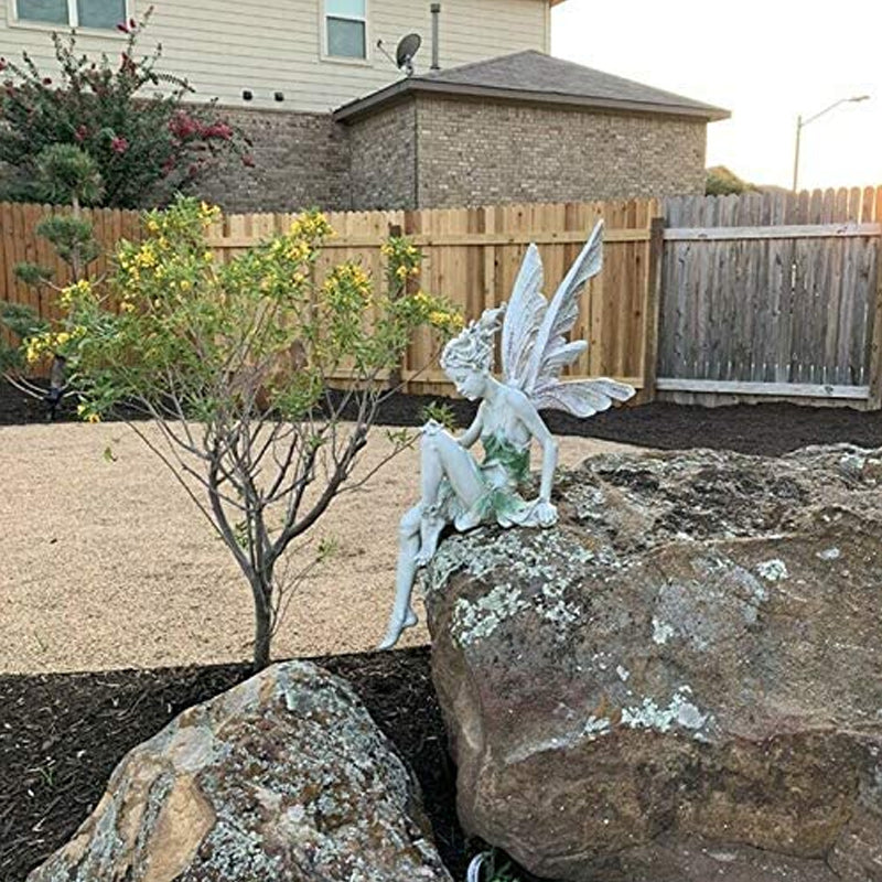 Statua da Giardino Fatata in Resina | Decorazione da Giardino Elfo | Resistente alle Intemperie | Stonewing