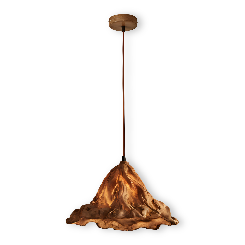 MagmaLume – Lampada a sospensione artistica ispirata ai vulcani in resina e metallo