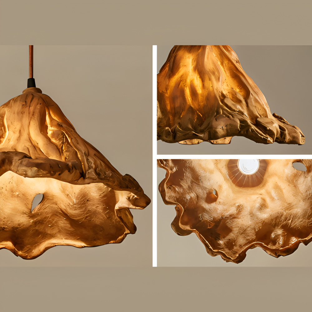 MagmaLume – Lampada a sospensione artistica ispirata ai vulcani in resina e metallo
