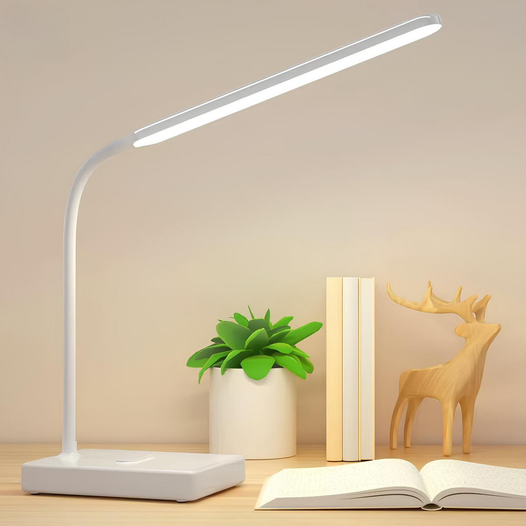 Lampada da Scrivania Regolabile LumoFlex – Ricaricabile o da Collegare con Stelo Flessibile e Luce Dimmerabile