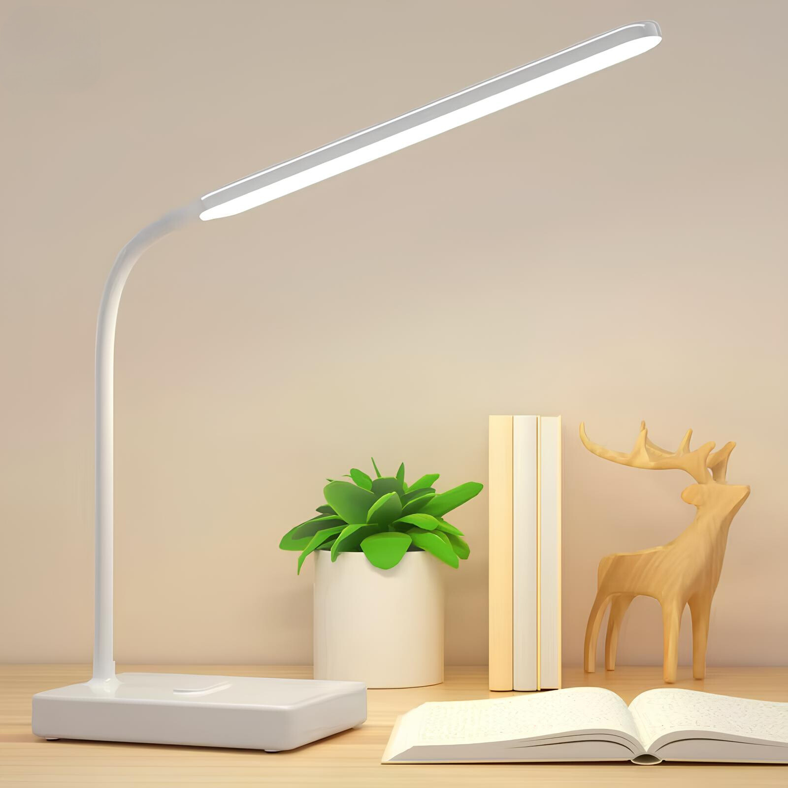 Lampada da Scrivania Regolabile LumoFlex – Ricaricabile o da Collegare con Stelo Flessibile e Luce Dimmerabile