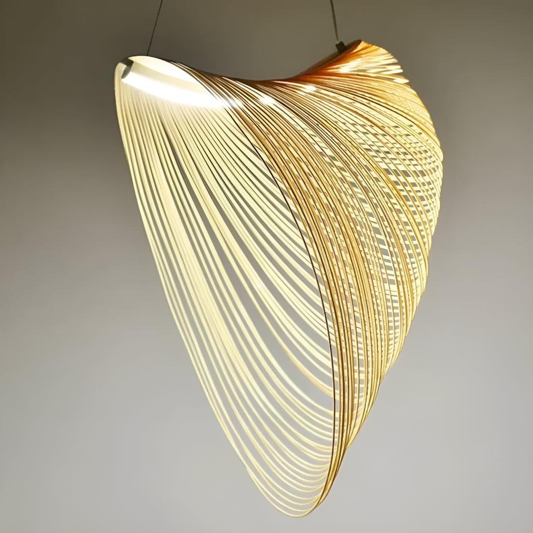Lampada a Sospensione in Plywood Tagliato al Laser Flessibile con Design Moderno a Conchiglia