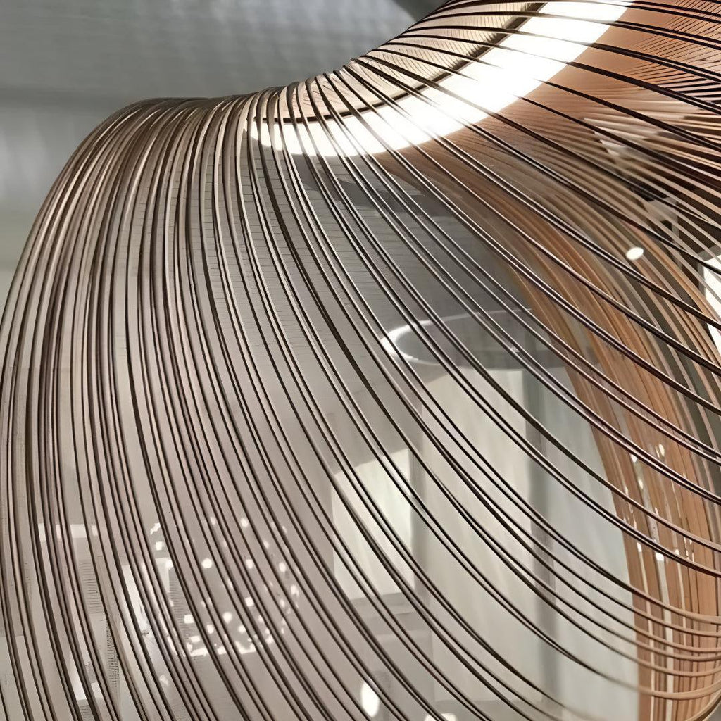 Lampada a Sospensione in Plywood Tagliato al Laser Flessibile con Design Moderno a Conchiglia