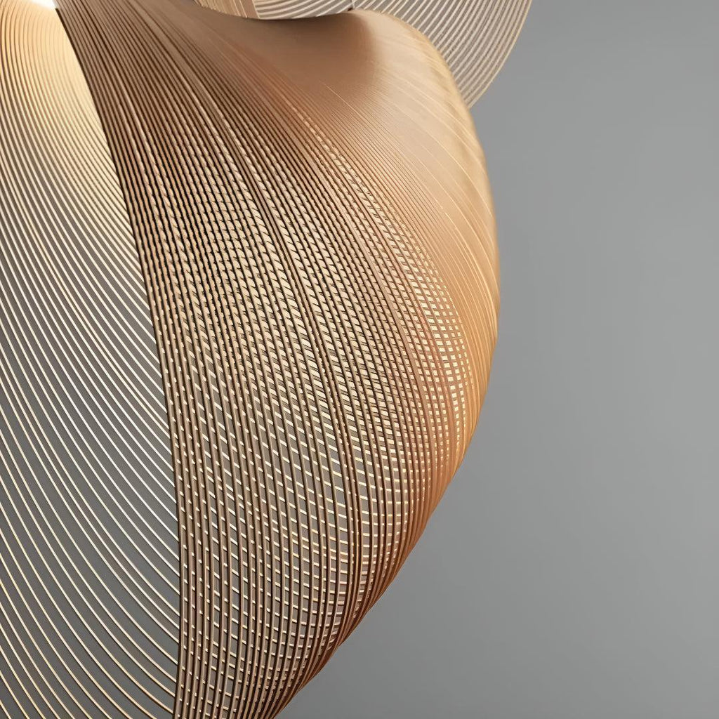 Lampada a Sospensione in Plywood Tagliato al Laser Flessibile con Design Moderno a Conchiglia
