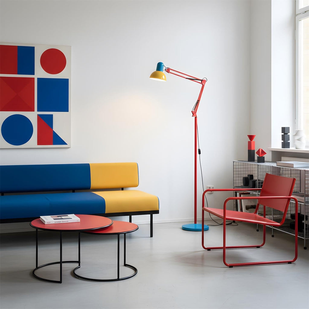 Noreya | Lampada da Terra Regolabile in Stile Memphis con Design dai Colori Audaci