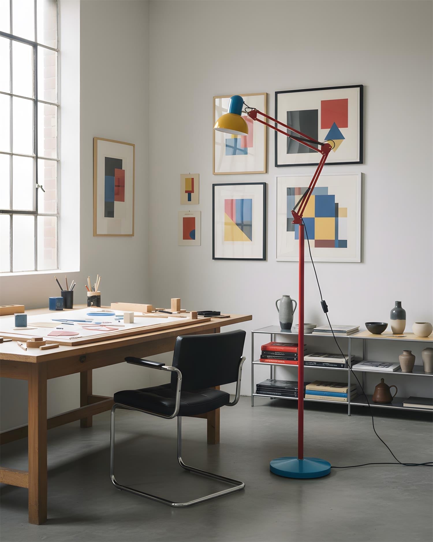 Noreya | Lampada da Terra Regolabile in Stile Memphis con Design dai Colori Audaci