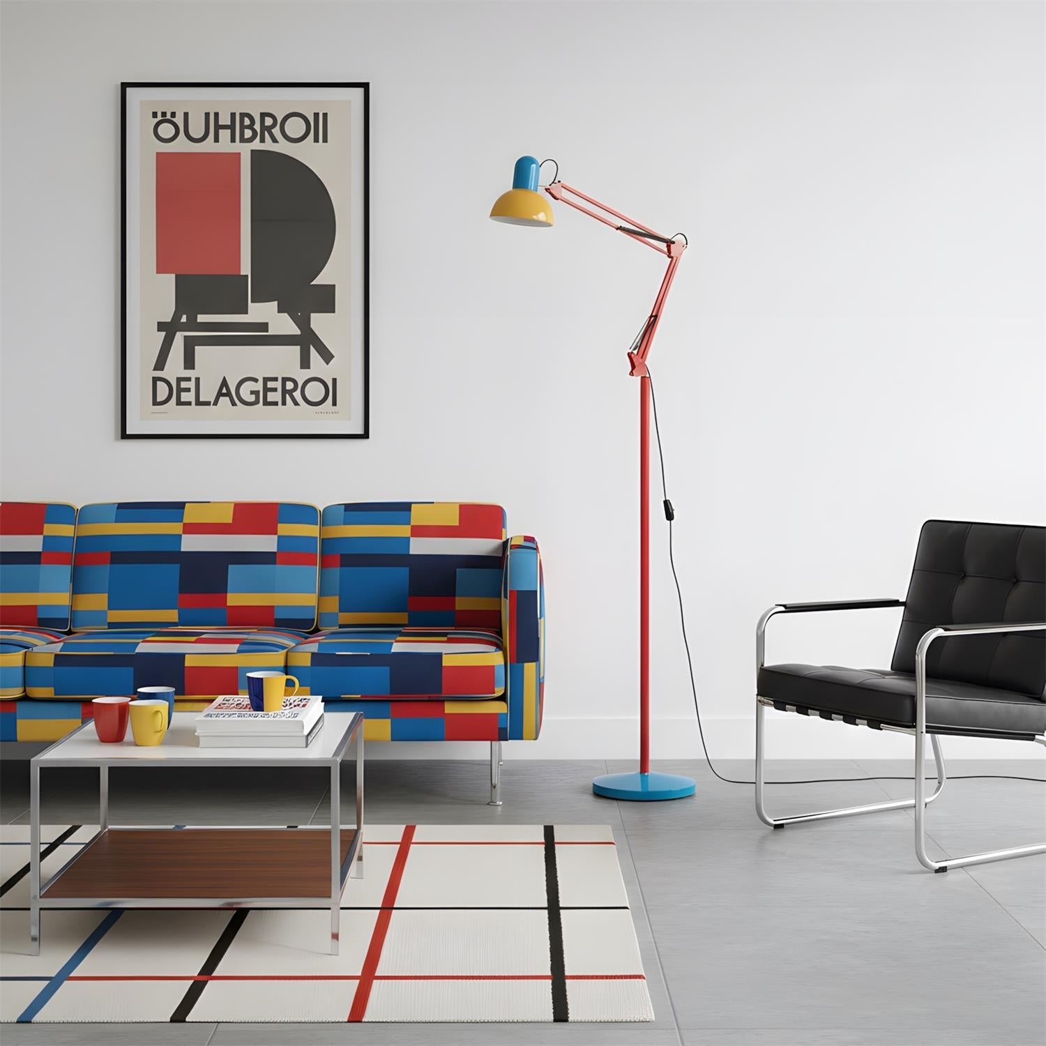 Noreya | Lampada da Terra Regolabile in Stile Memphis con Design dai Colori Audaci