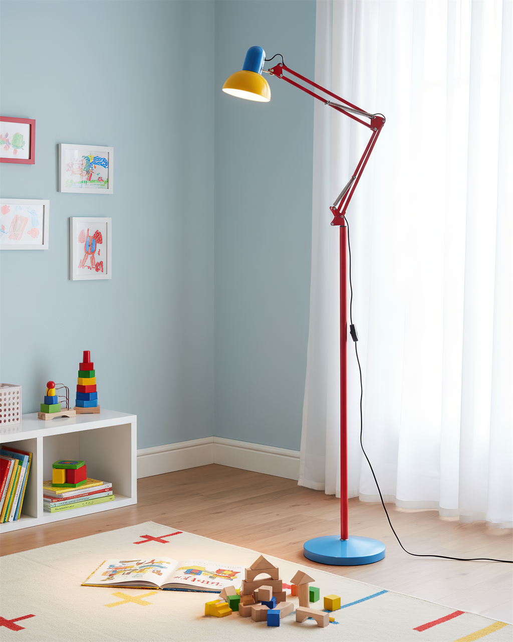 Noreya | Lampada da Terra Regolabile in Stile Memphis con Design dai Colori Audaci