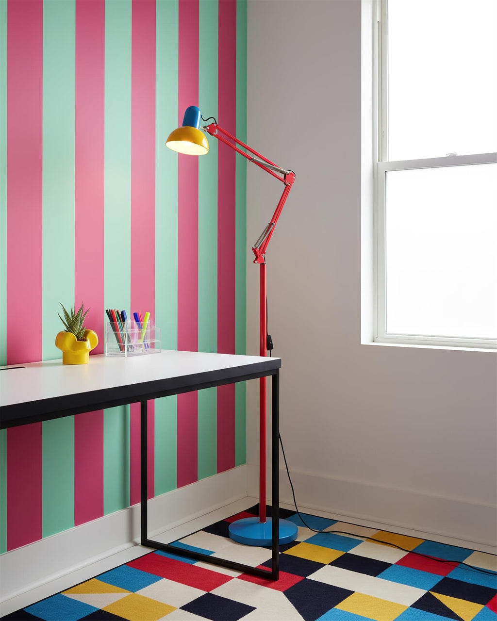 Noreya | Lampada da Terra Regolabile in Stile Memphis con Design dai Colori Audaci