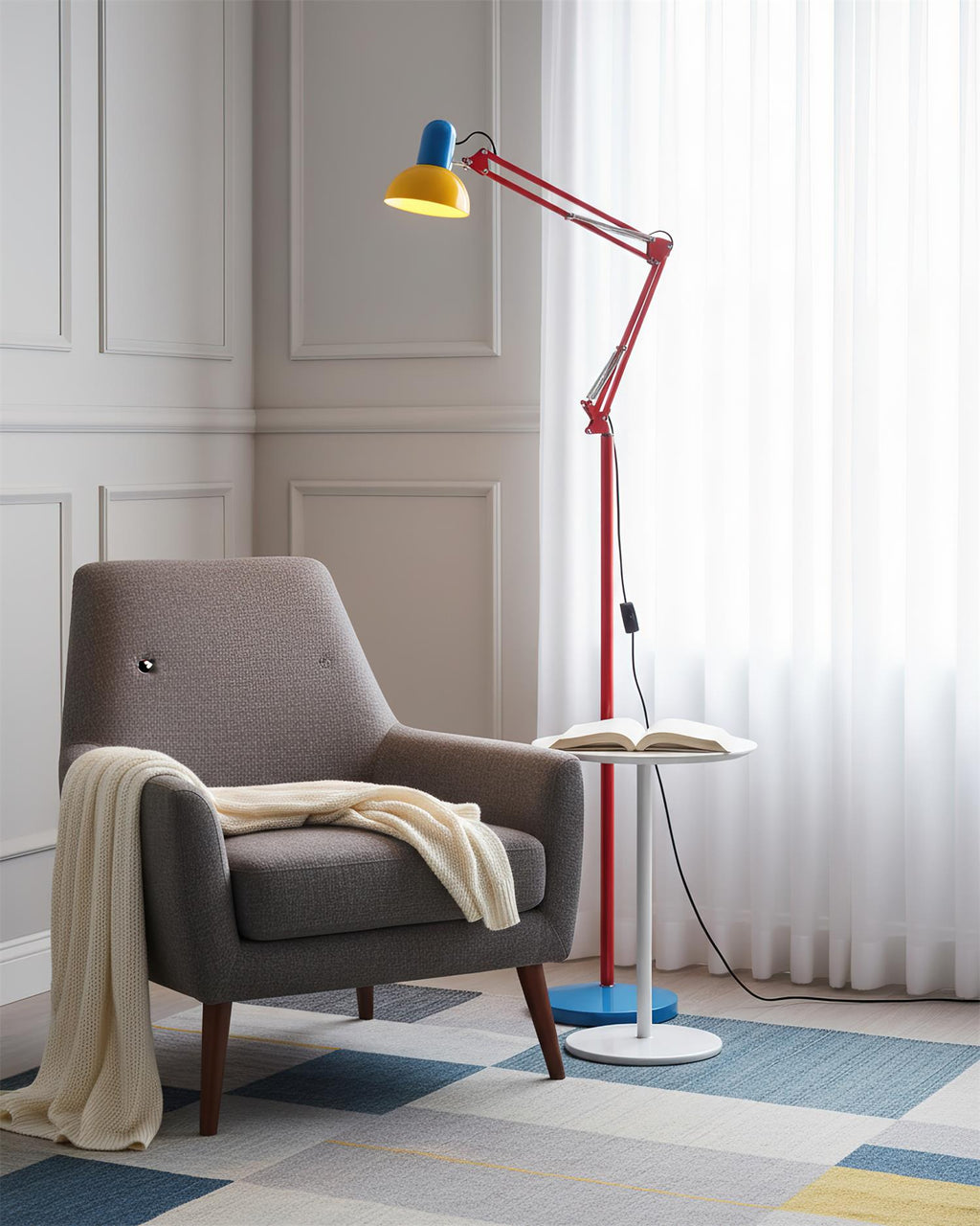 Noreya | Lampada da Terra Regolabile in Stile Memphis con Design dai Colori Audaci