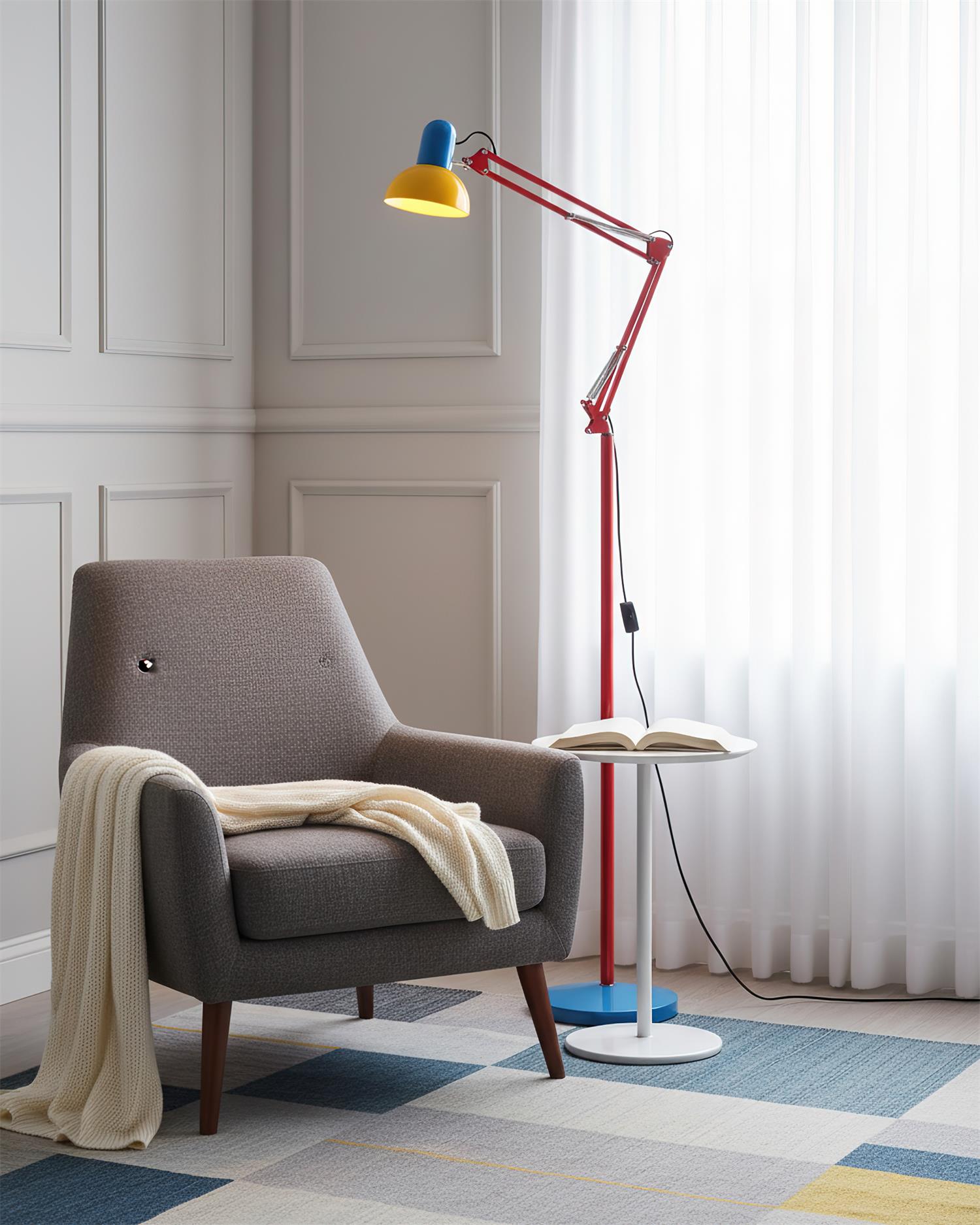 Noreya | Lampada da Terra Regolabile in Stile Memphis con Design dai Colori Audaci