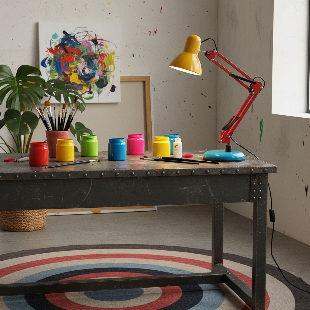 Velmora | Lampada da Scrivania Regolabile e Colorata con Braccio Meccanico e Design Plug-In