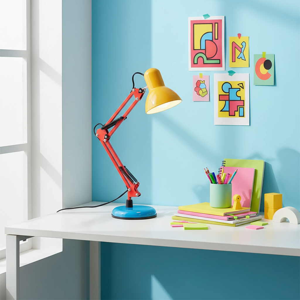 Velmora | Lampada da Scrivania Regolabile e Colorata con Braccio Meccanico e Design Plug-In
