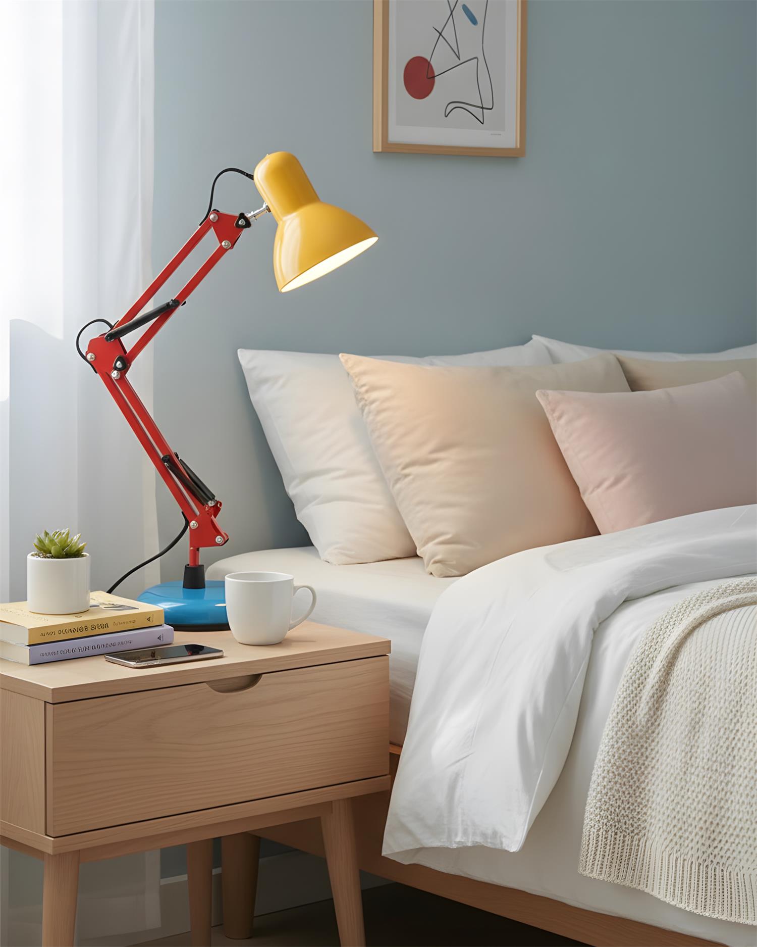 Velmora | Lampada da Scrivania Regolabile e Colorata con Braccio Meccanico e Design Plug-In