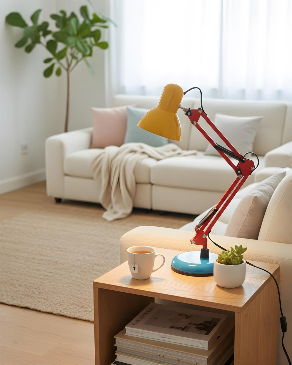 Velmora | Lampada da Scrivania Regolabile e Colorata con Braccio Meccanico e Design Plug-In