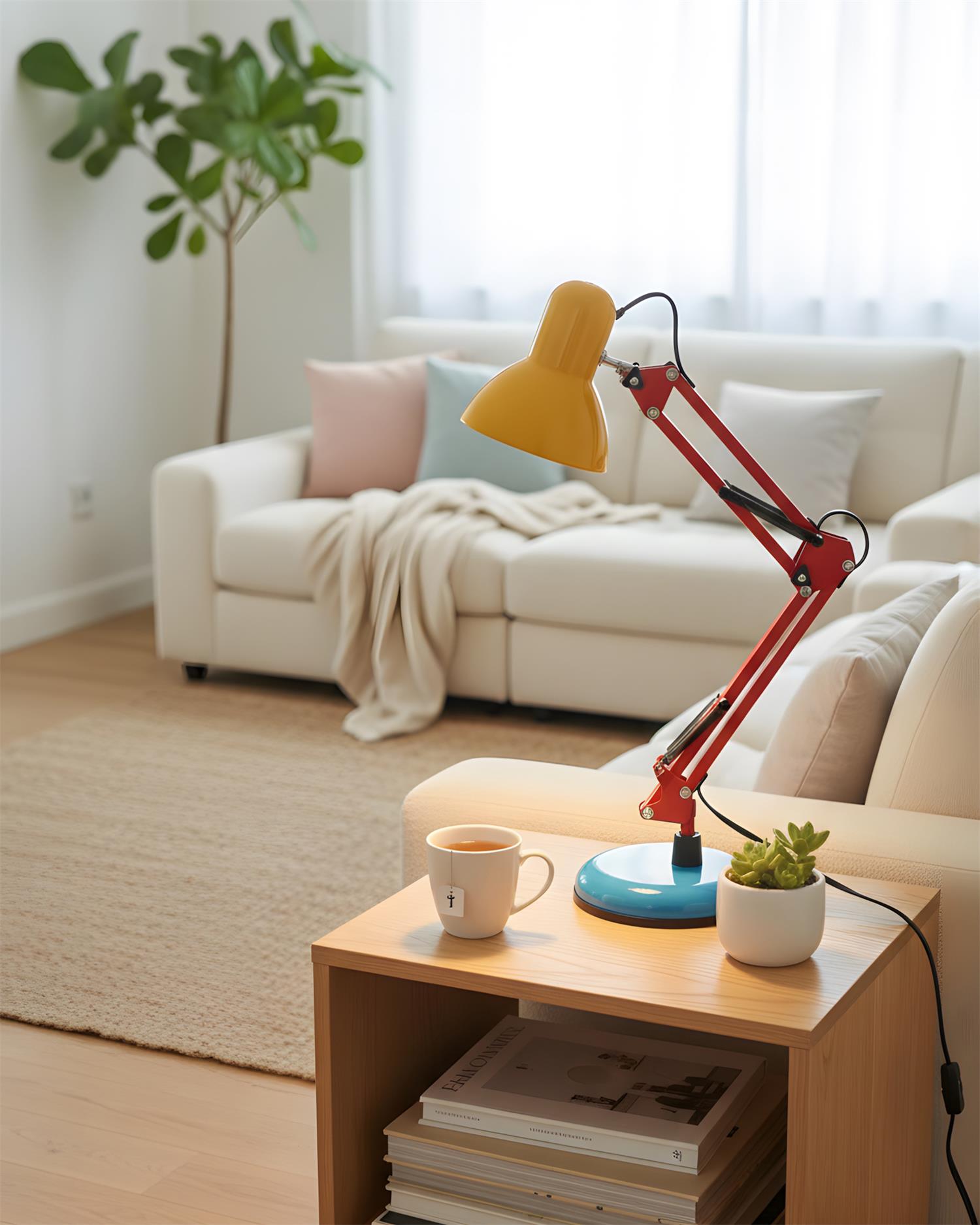Velmora | Lampada da Scrivania Regolabile e Colorata con Braccio Meccanico e Design Plug-In