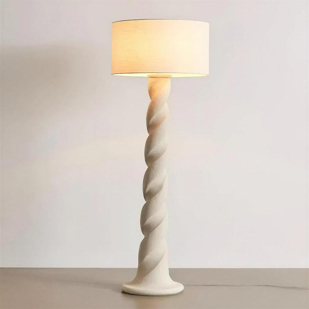 Lampada da Terra con Base a Vortice e Paralume a Tamburo