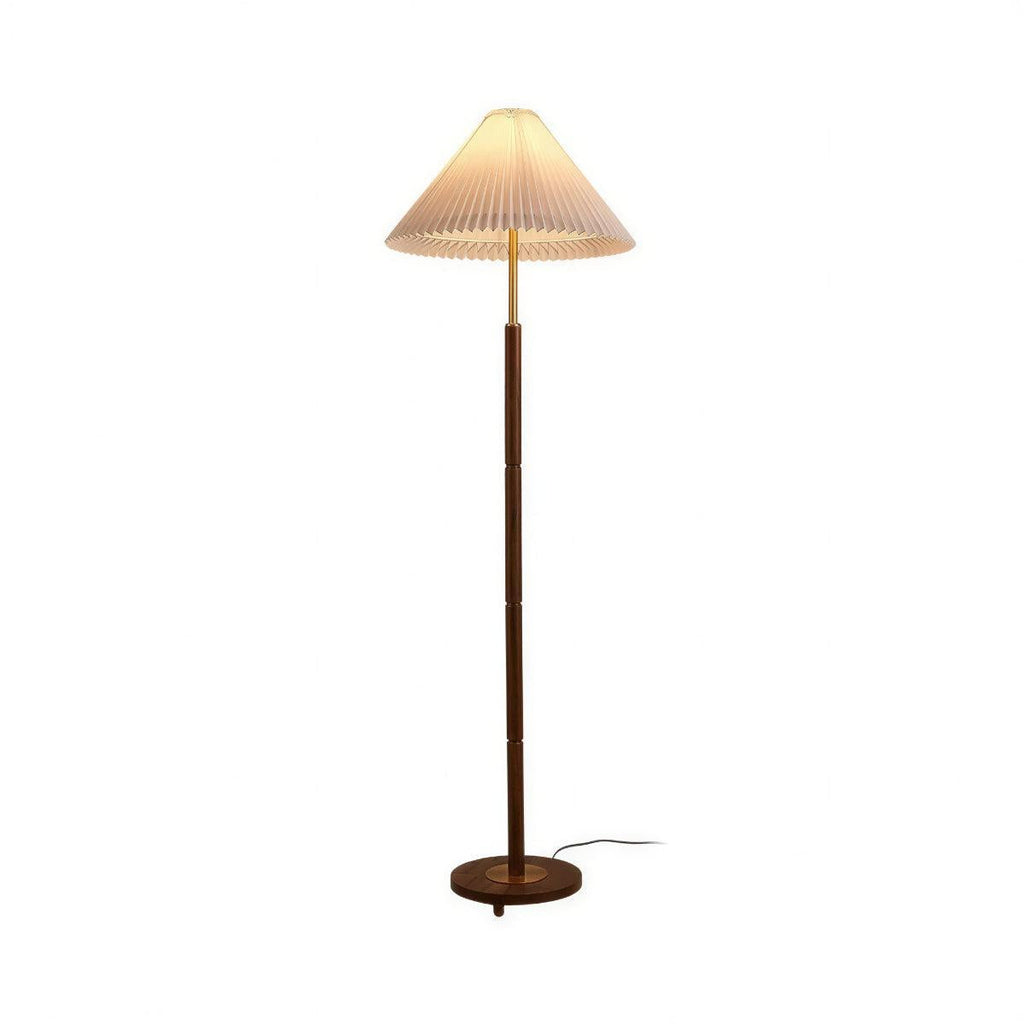 Lampada da Terra con Paralume Pieghettato a Cono