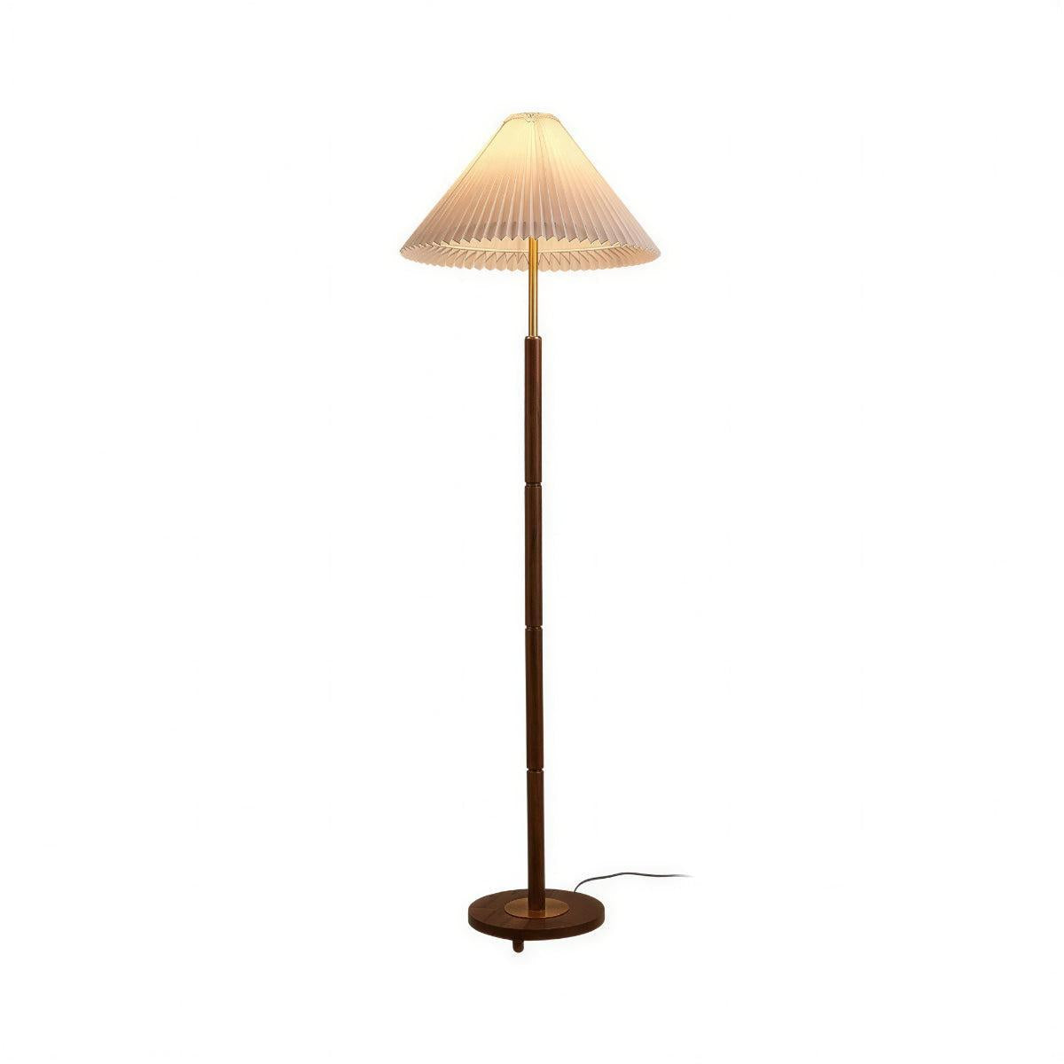 Lampada da Terra con Paralume Pieghettato a Cono