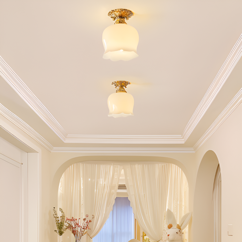 BloomAura – Lampada da soffitto decorativa a forma di fiore in stile vintage
