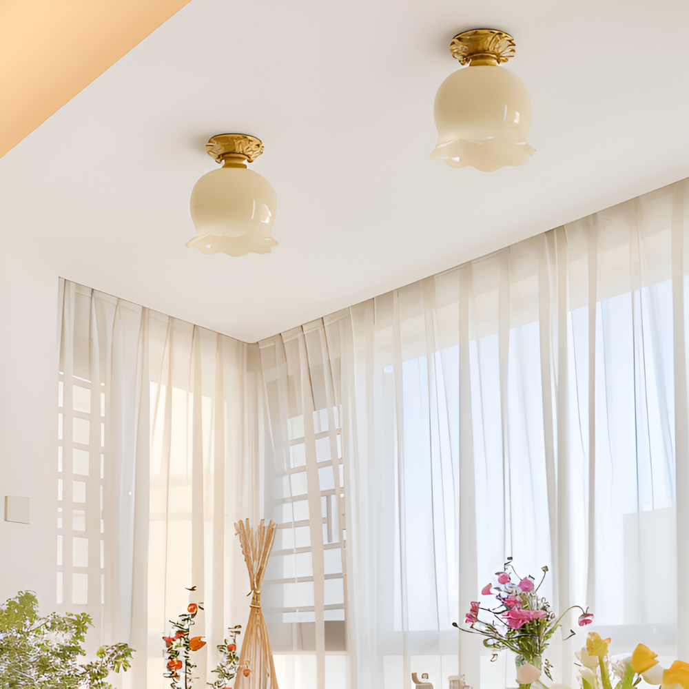 BloomAura – Lampada da soffitto decorativa a forma di fiore in stile vintage