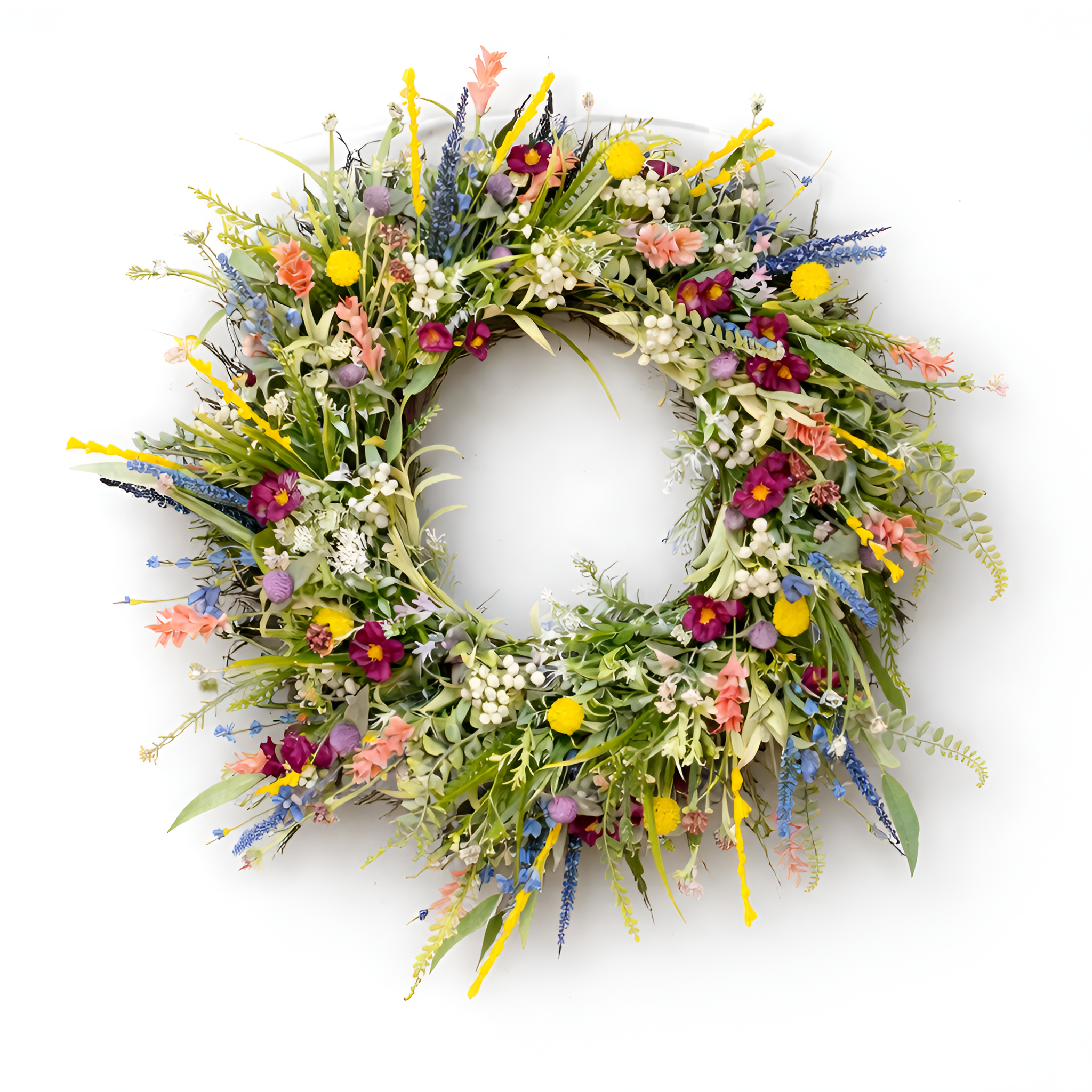 Flynn - Ghirlanda da porta con fiori di campo - Decorazione floreale artificiale