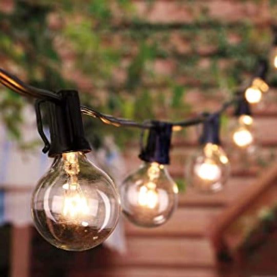 Catena di luci a globi da 25FT con lampadine per interni/esterni impermeabile, luci appese collegate per giardino, veranda, balcone, decorazione per feste