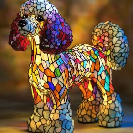 Lampada da tavolo decorativa per cani con design a mosaico – Atmosferica e artistica