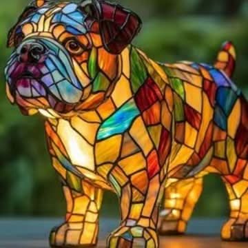 Lampada da tavolo decorativa per cani con design a mosaico – Atmosferica e artistica