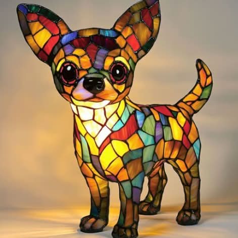 Lampada da tavolo decorativa per cani con design a mosaico – Atmosferica e artistica