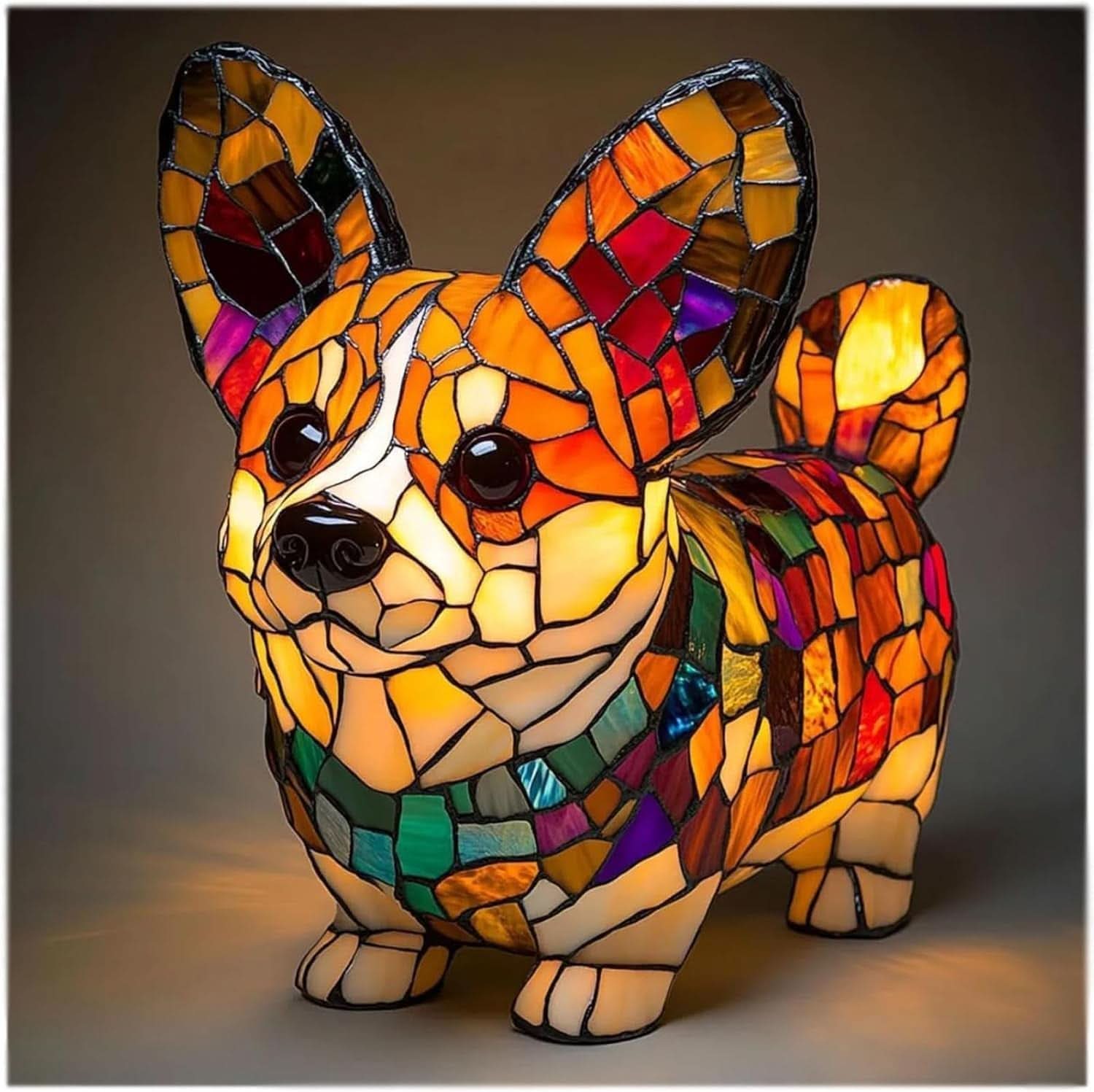 Lampada da tavolo decorativa per cani con design a mosaico – Atmosferica e artistica