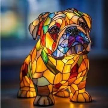 Lampada da tavolo decorativa per cani con design a mosaico – Atmosferica e artistica