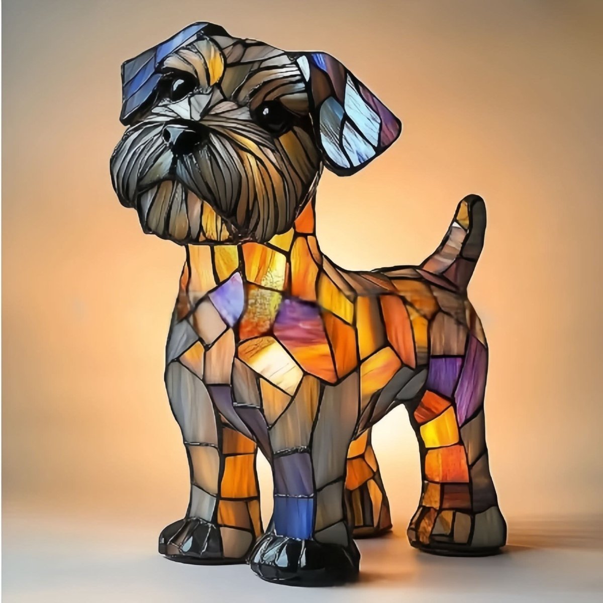 Lampada da tavolo decorativa per cani con design a mosaico – Atmosferica e artistica